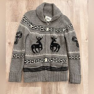 TNA Gray Wool Zip-Up Sweater